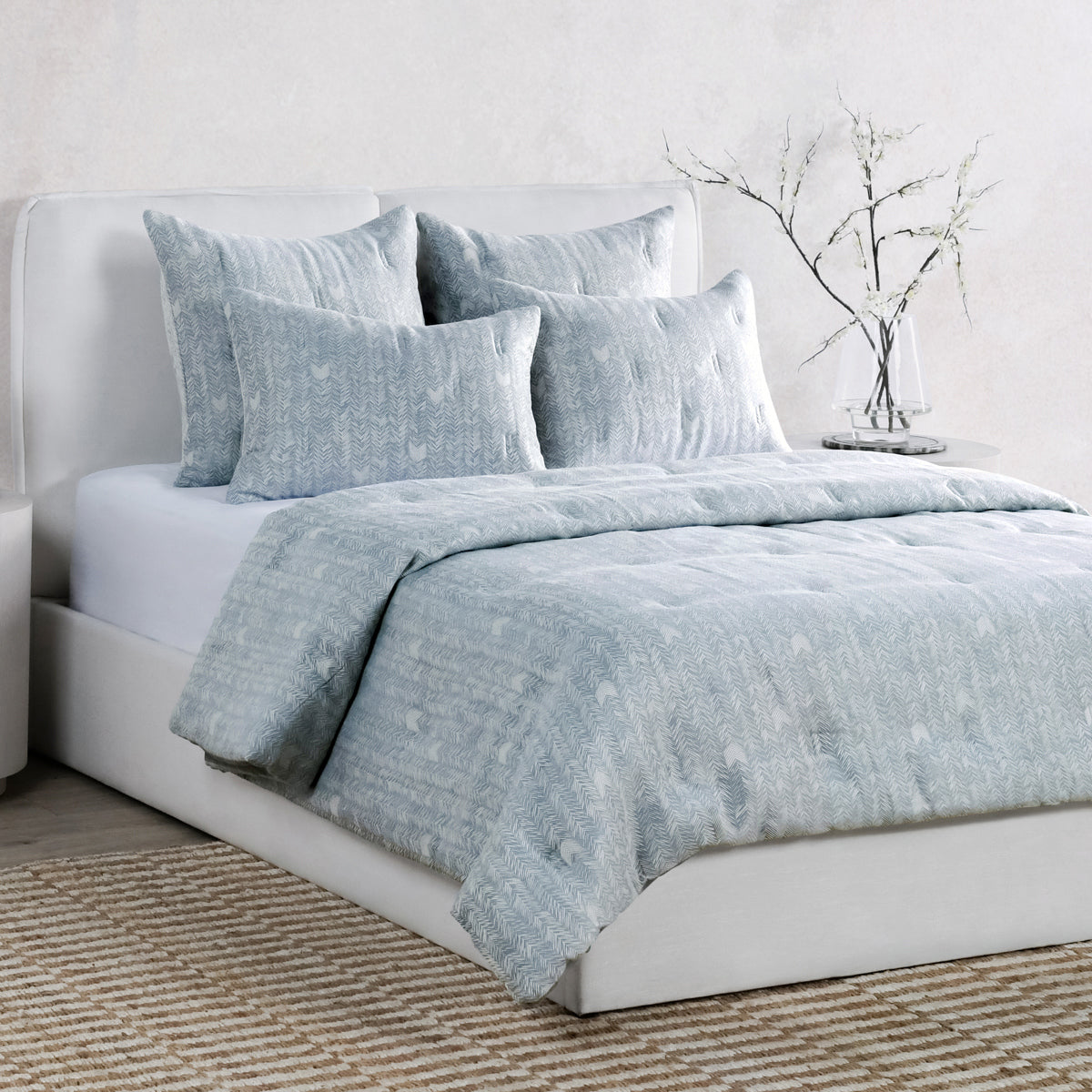 French Herringbone Storm Comforter Collection - Ornate Home