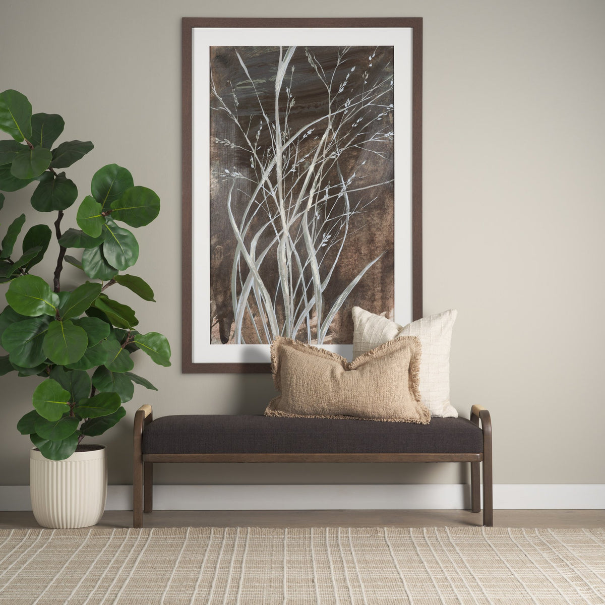 Freya Charcoal/Brown Upholstered Bench - Ornate Home