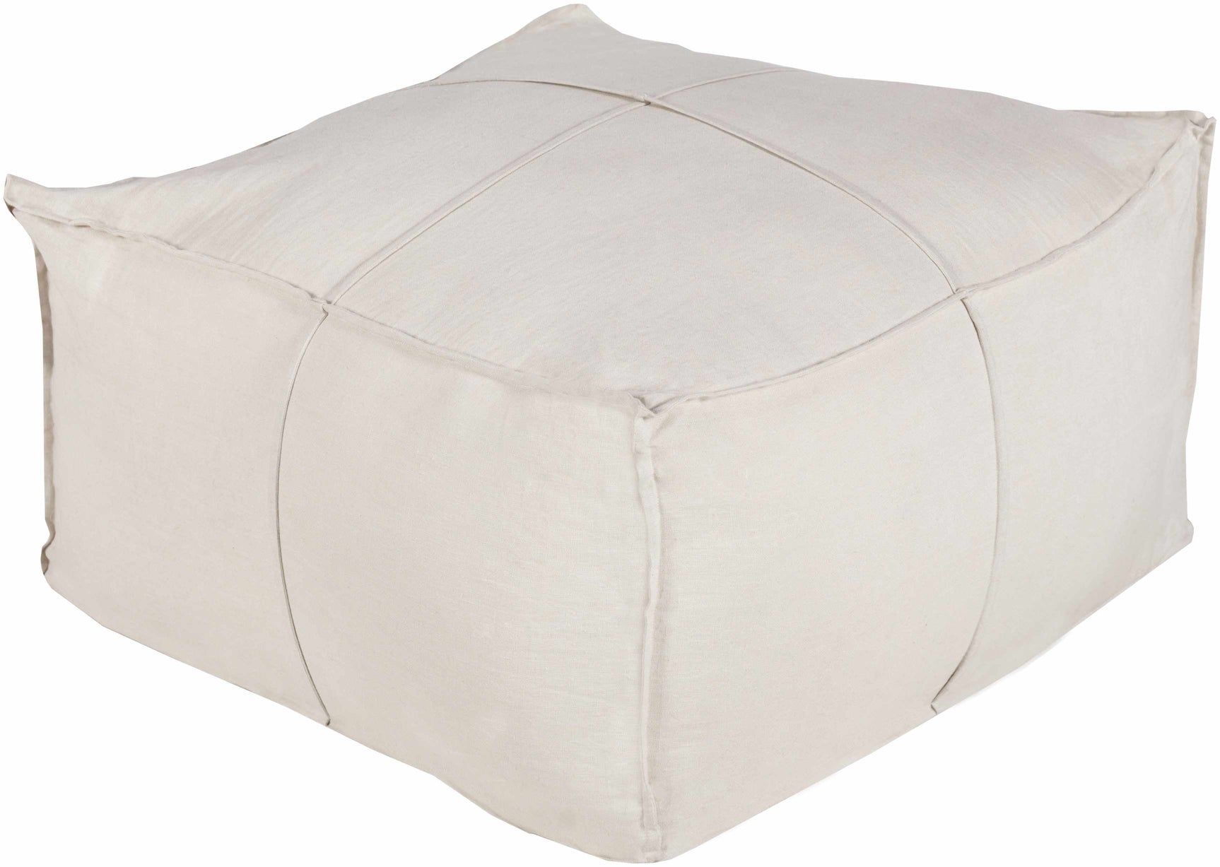 Friendsville Solid & Striped Ivory Pouf - Ornate Home