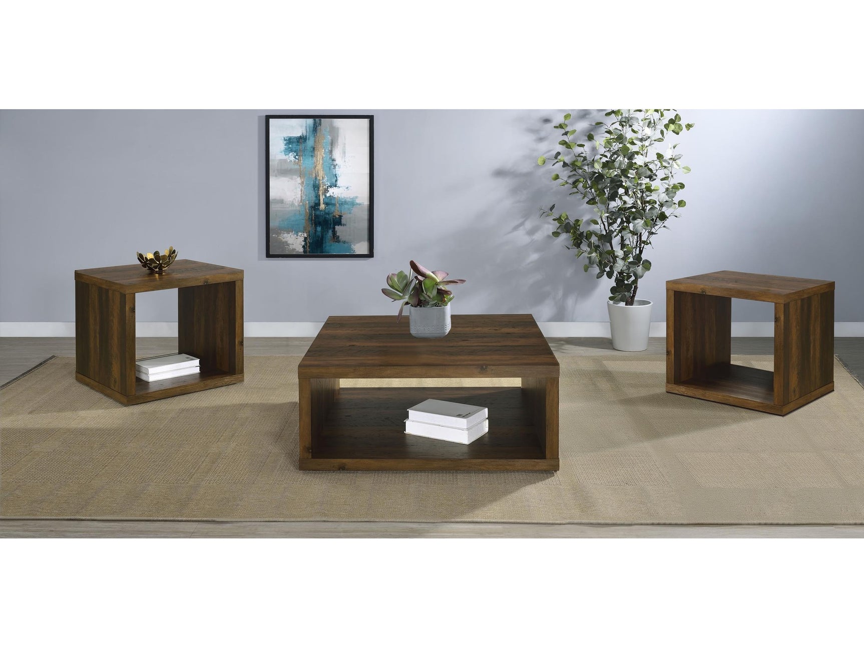 Frisco Dark Pine 3-piece Coffee and End Table Set - Ornate Home