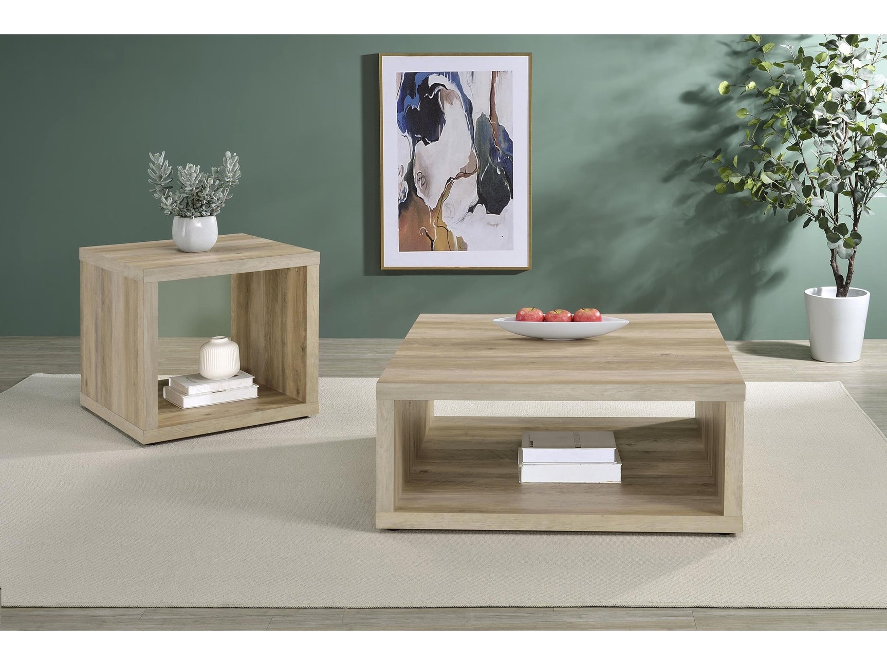 Frisco Distressed Pine 2-piece Coffee and End Table Set - Ornate Home