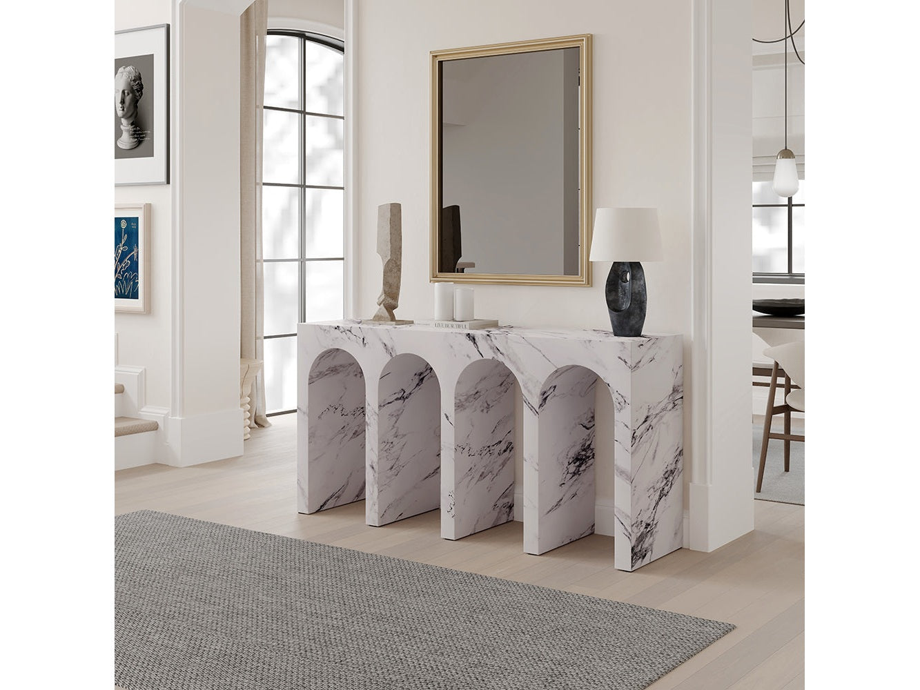Fritzy Arched Engineered Stone Console Table - Ornate Home
