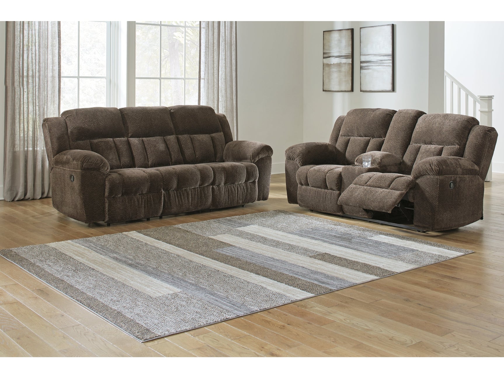 Frohn Chocolate Reclining Sofa & Loveseat - Ornate Home