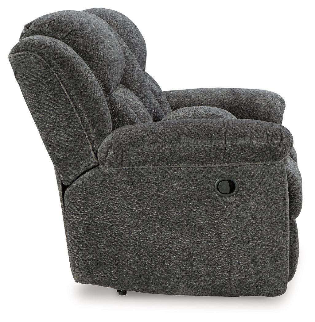 Frohn Graphite Reclining Loveseat with Console and 2 Recliners (Online Special Price) - Ornate Home