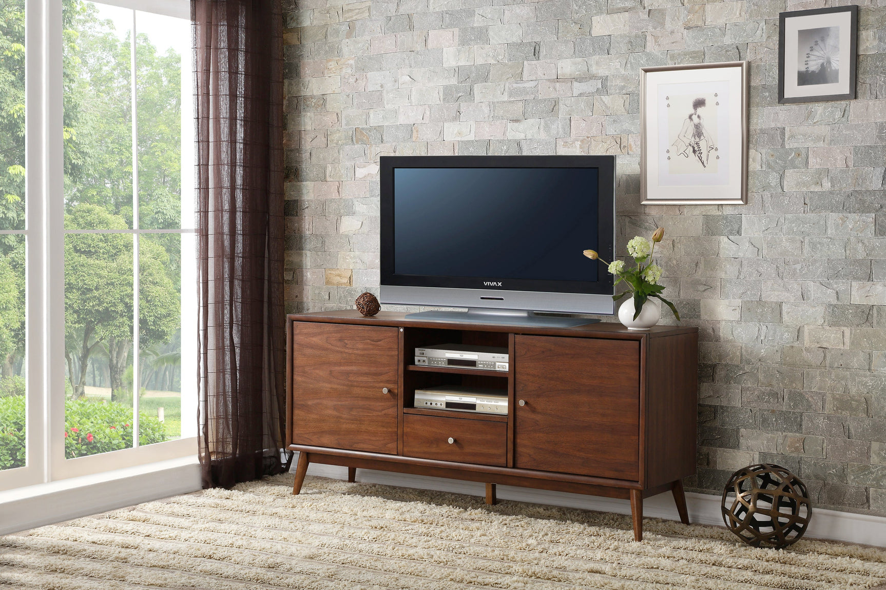 Frolic Brown TV Stand - Ornate Home