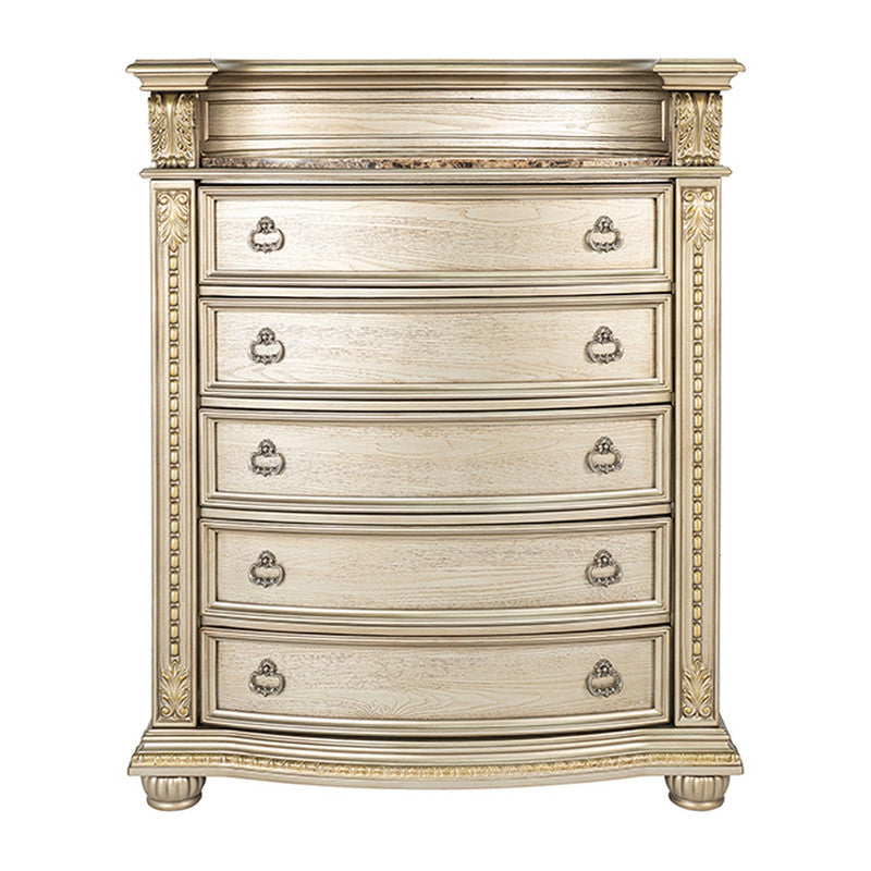 Fromberg Gold Champagne Chest w/Marble Insert - Ornate Home