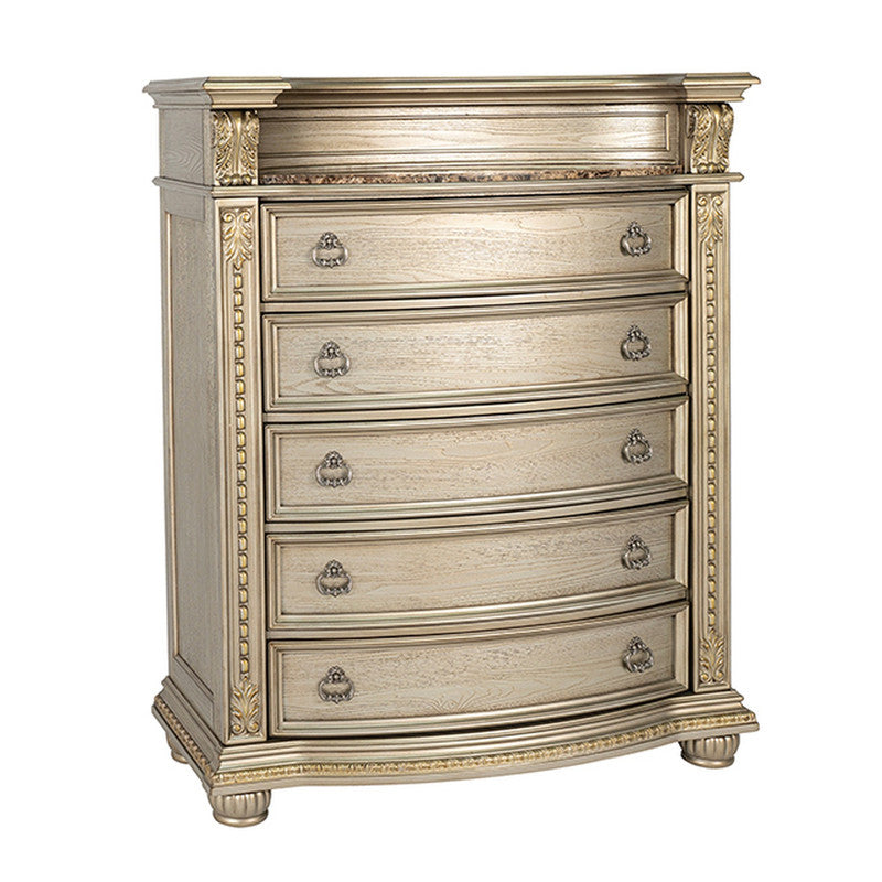 Fromberg Gold Champagne Chest w/Marble Insert - Ornate Home