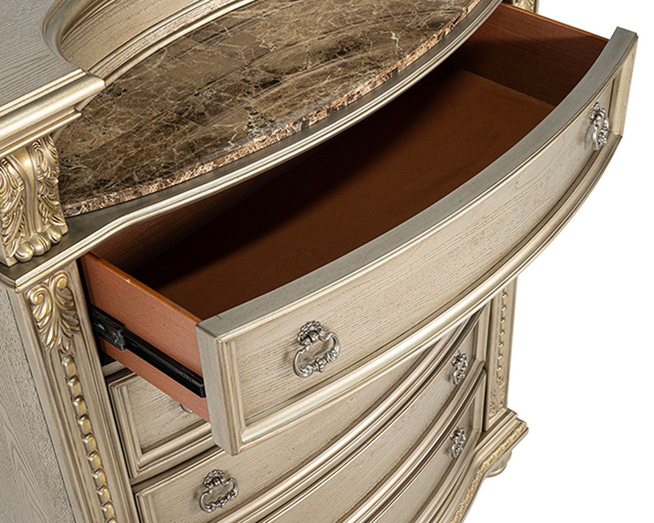 Fromberg Gold Champagne Chest w/Marble Insert - Ornate Home