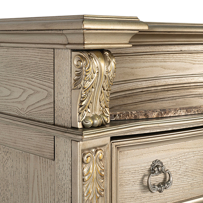 Fromberg Gold Champagne Chest w/Marble Insert - Ornate Home