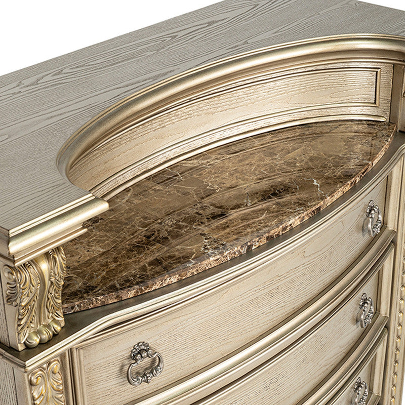 Fromberg Gold Champagne Chest w/Marble Insert - Ornate Home