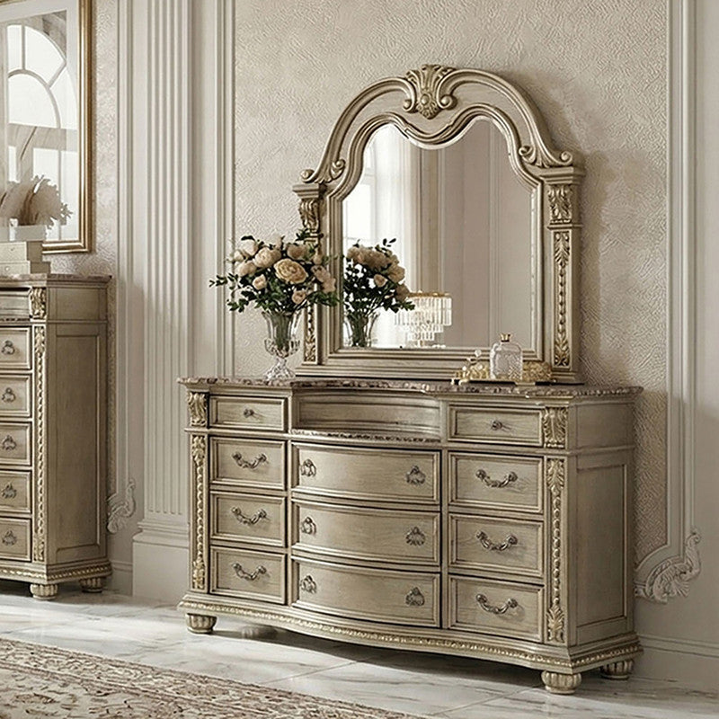 Fromberg Gold Champagne Dresser w/ Marble Top - Ornate Home
