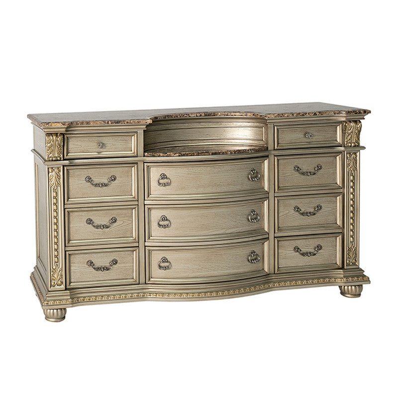 Fromberg Gold Champagne Dresser w/ Marble Top - Ornate Home