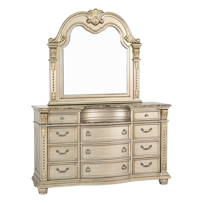 Fromberg Gold Champagne Dresser w/ Marble Top - Ornate Home