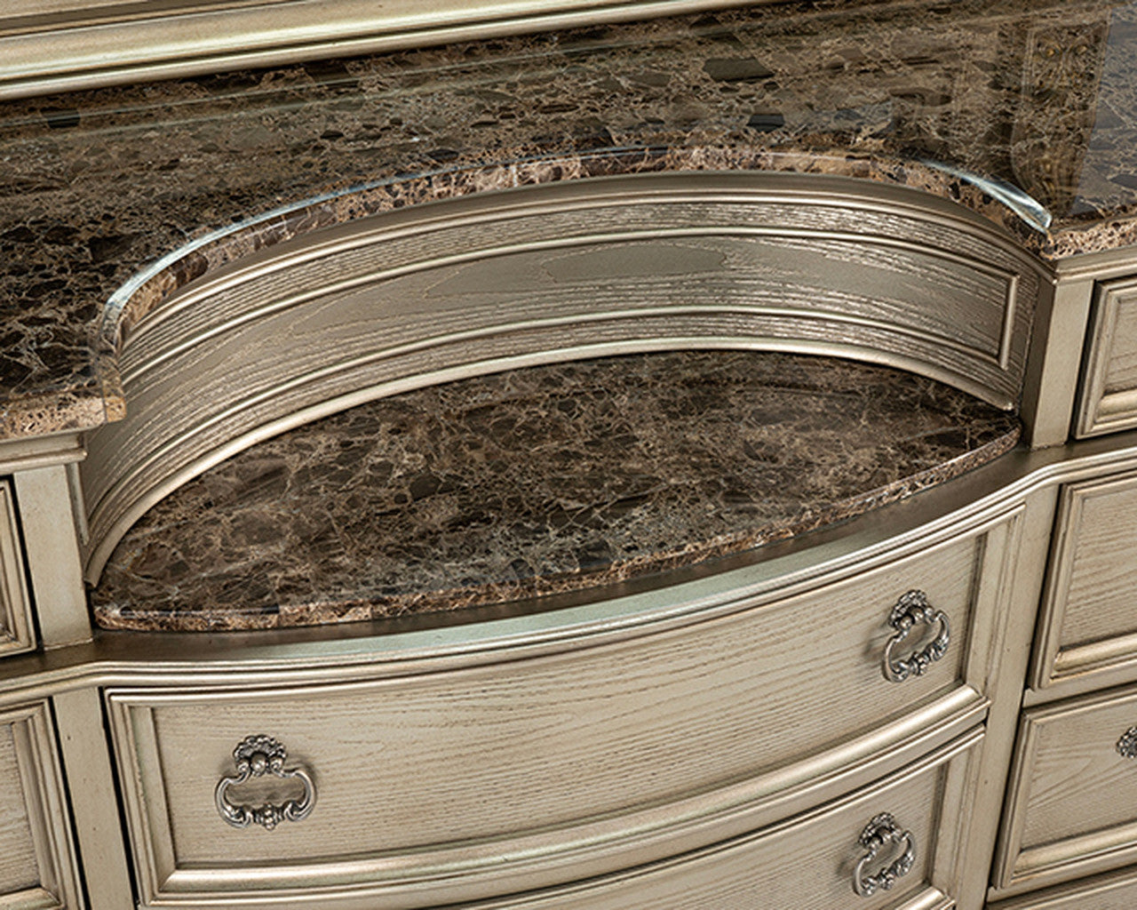 Fromberg Gold Champagne Dresser w/ Marble Top - Ornate Home