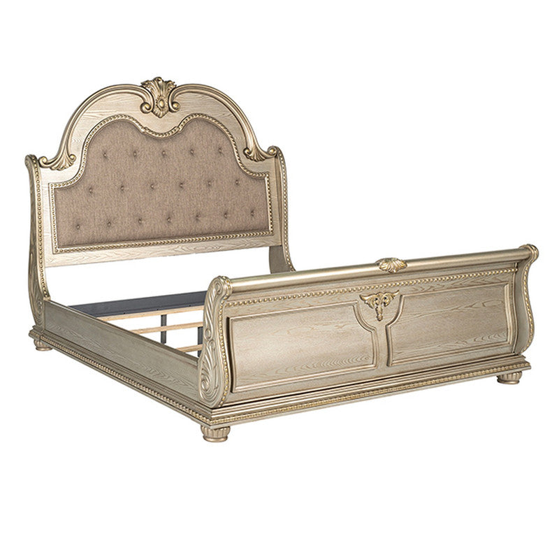 Fromberg Gold Champagne Queen Bed - Ornate Home