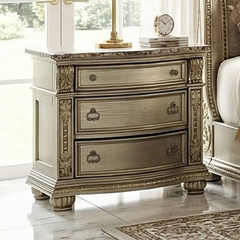 Fromberg Gold Champagne 4 Pc Queen Bedroom Set - Ornate Home