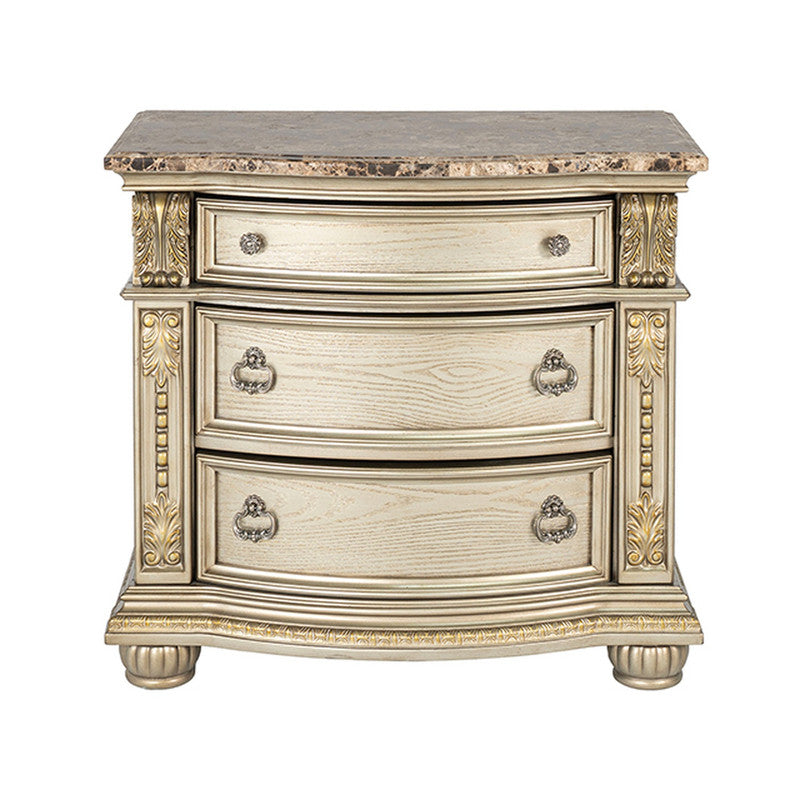 Fromberg Gold Champagne 4 Pc Queen Bedroom Set - Ornate Home