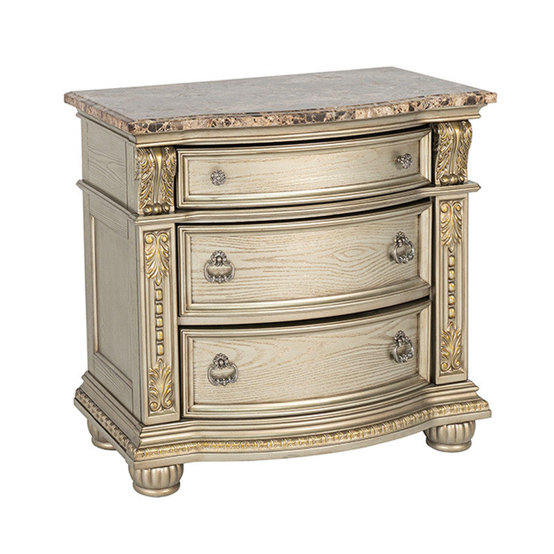 Fromberg Gold Champagne 4 Pc Queen Bedroom Set - Ornate Home