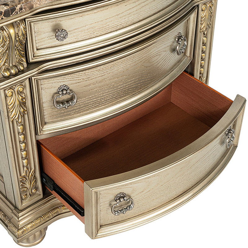Fromberg Gold Champagne 4 Pc Queen Bedroom Set - Ornate Home