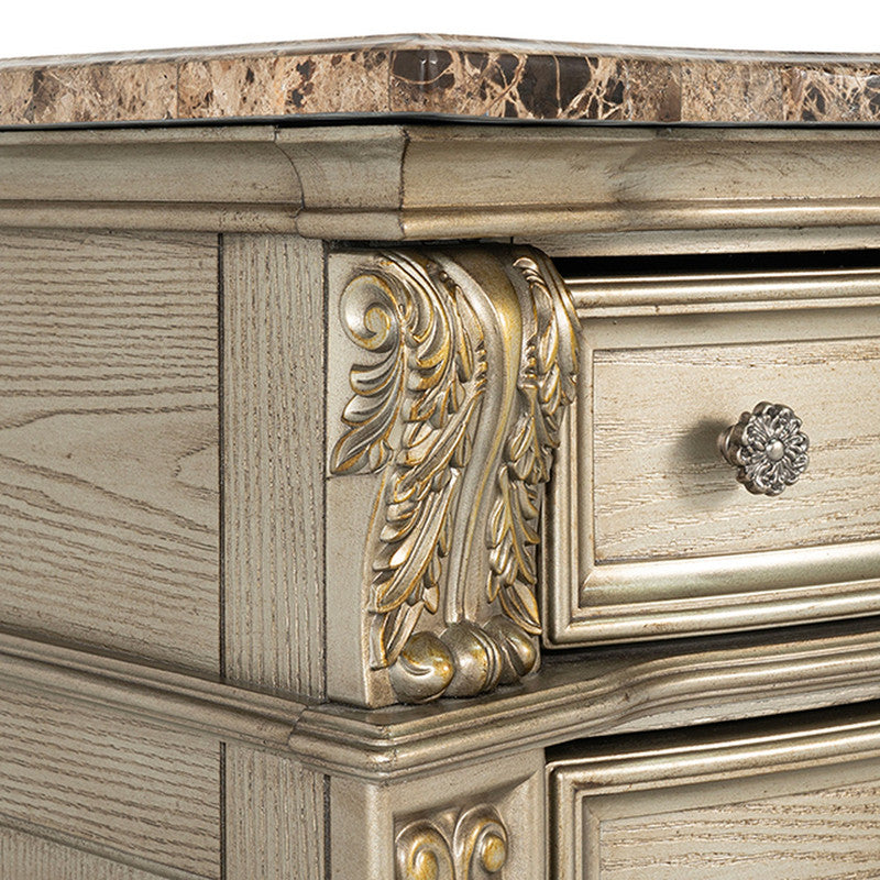 Fromberg Gold Champagne 4 Pc Queen Bedroom Set - Ornate Home