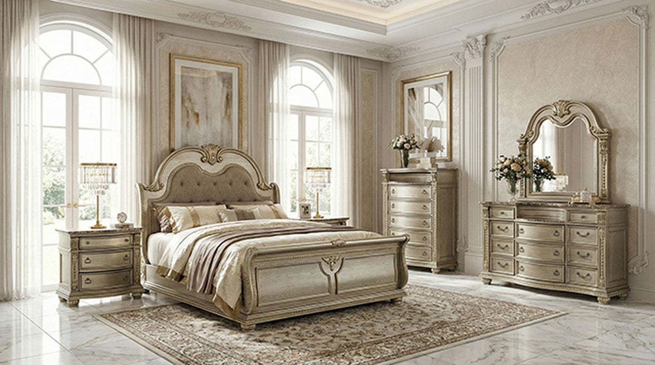 Fromberg Gold Champagne E.King Bed - Ornate Home