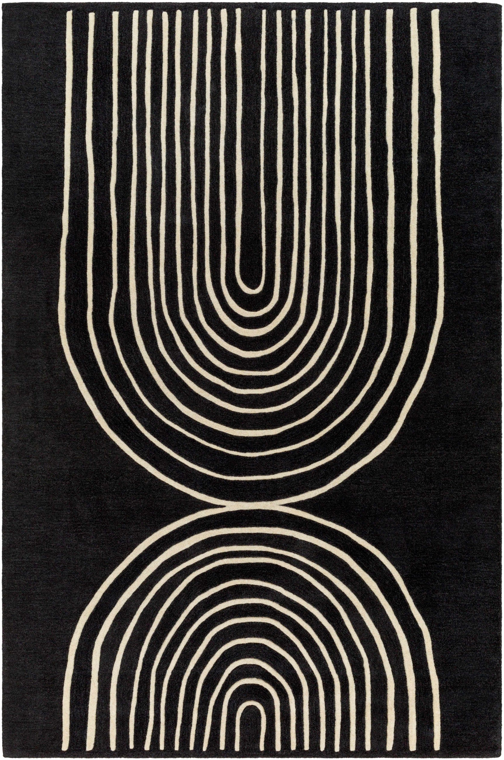 Fuat Black Wool Rug - Ornate Home