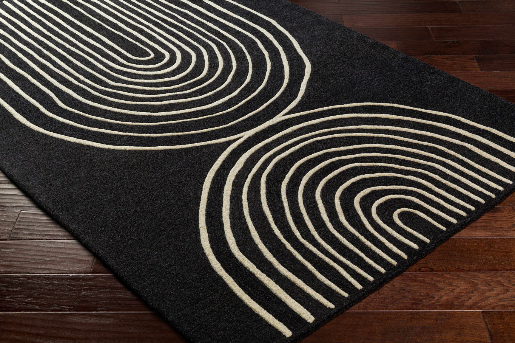 Fuat Black Wool Rug - Ornate Home