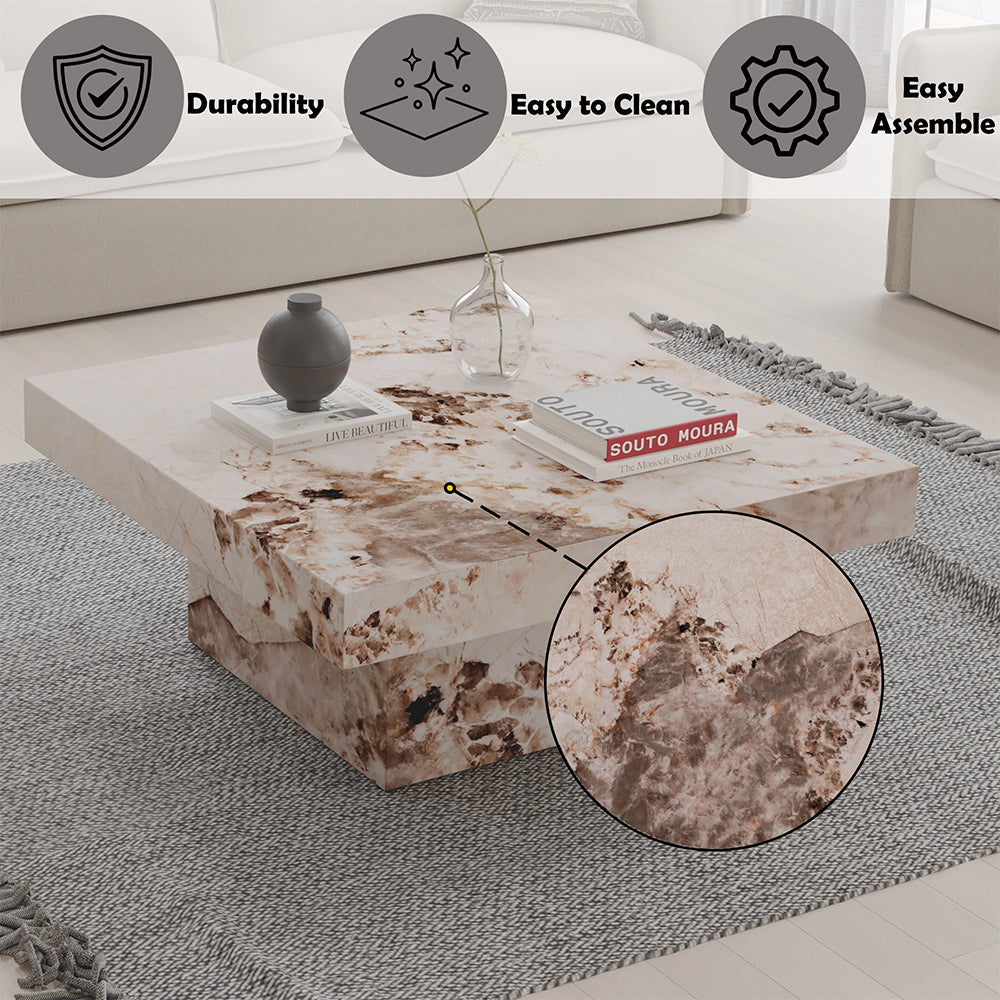 Fultan Engineered Stone Coffee Table - Ornate Home