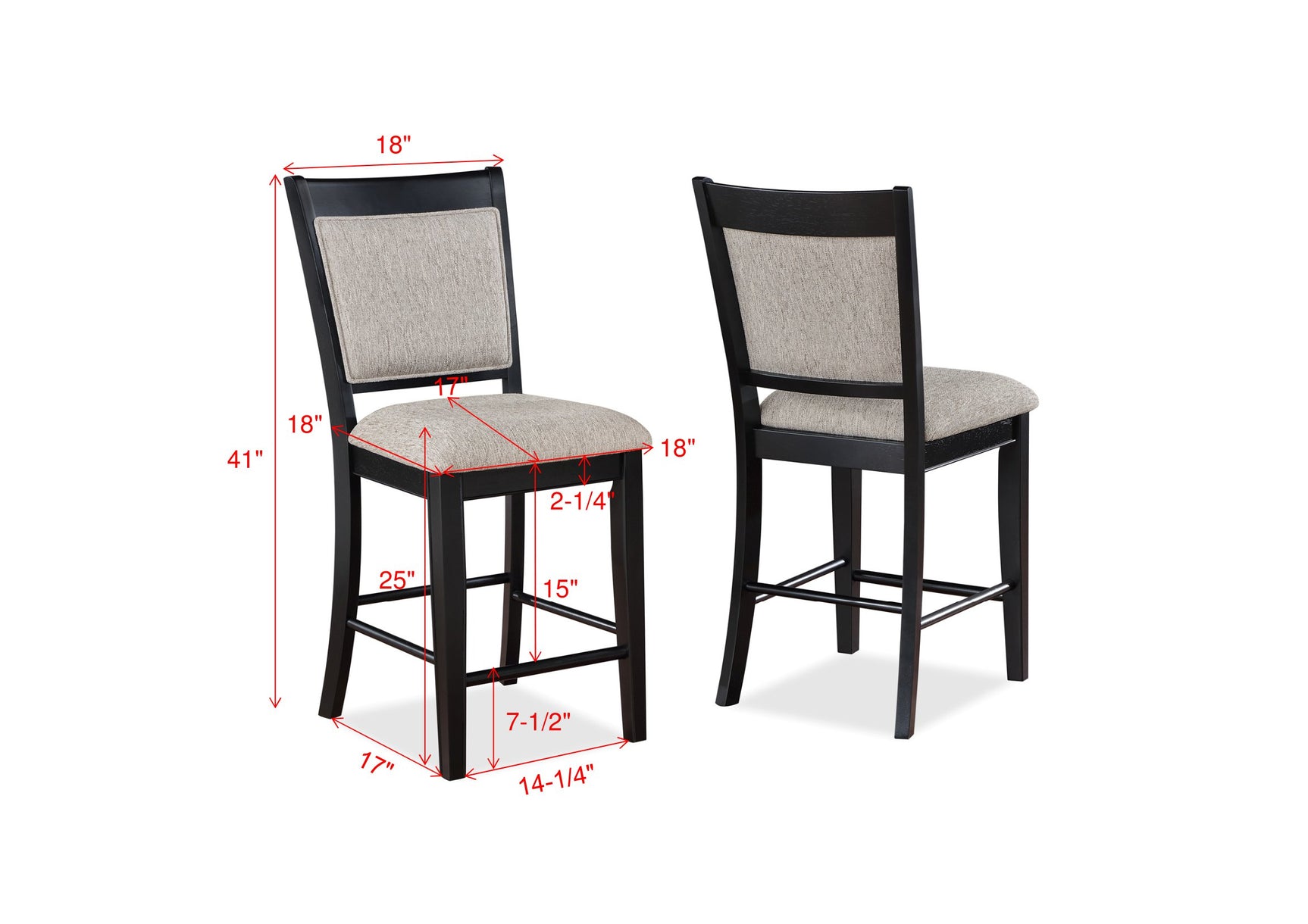 Fulton Charcoal/Light Gray Counter Height Dining Set - Ornate Home