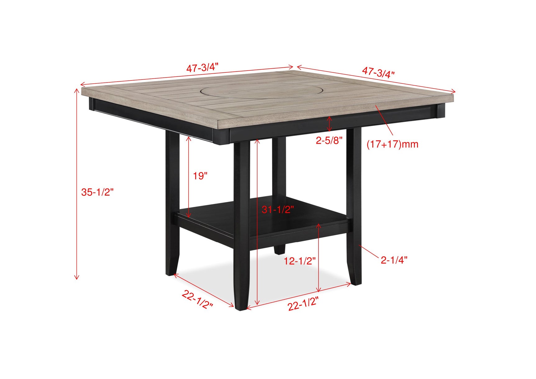 Fulton Charcoal/Light Gray Counter Height Dining Set - Ornate Home
