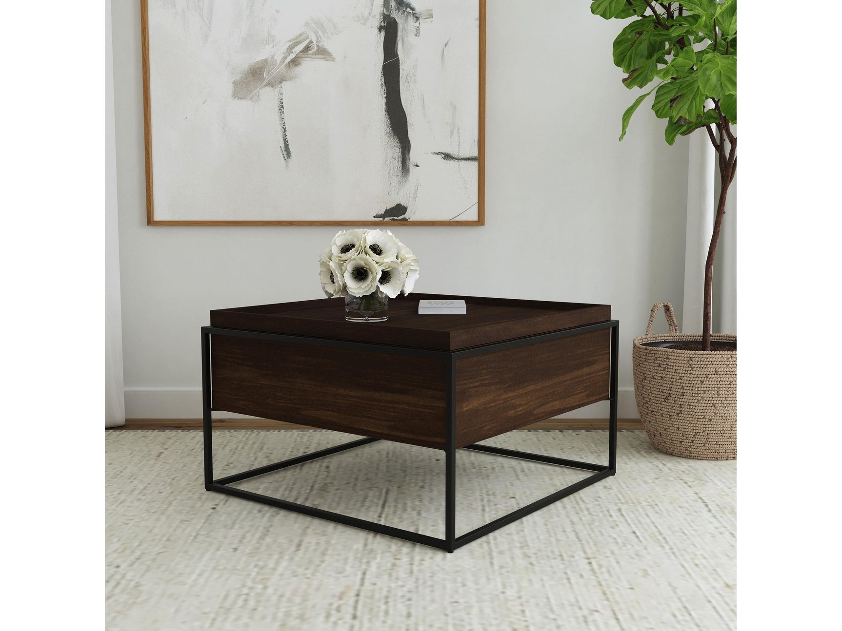 Fulton Dark Brown 30-inch Square Mango Wood Coffee Table - Ornate Home