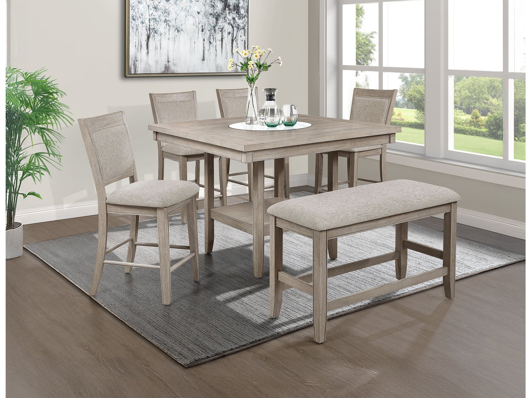 Fulton White Oak Counter Height Dining Set - Ornate Home