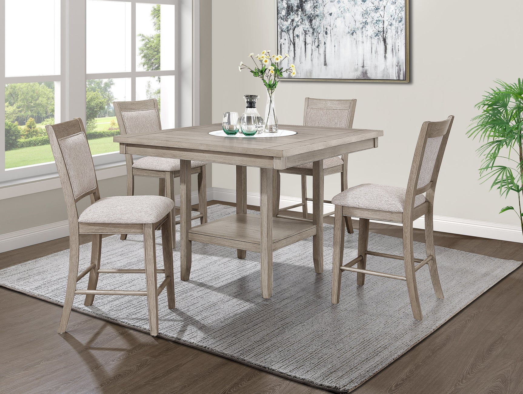 Fulton White Oak Counter Height Dining Set - Ornate Home