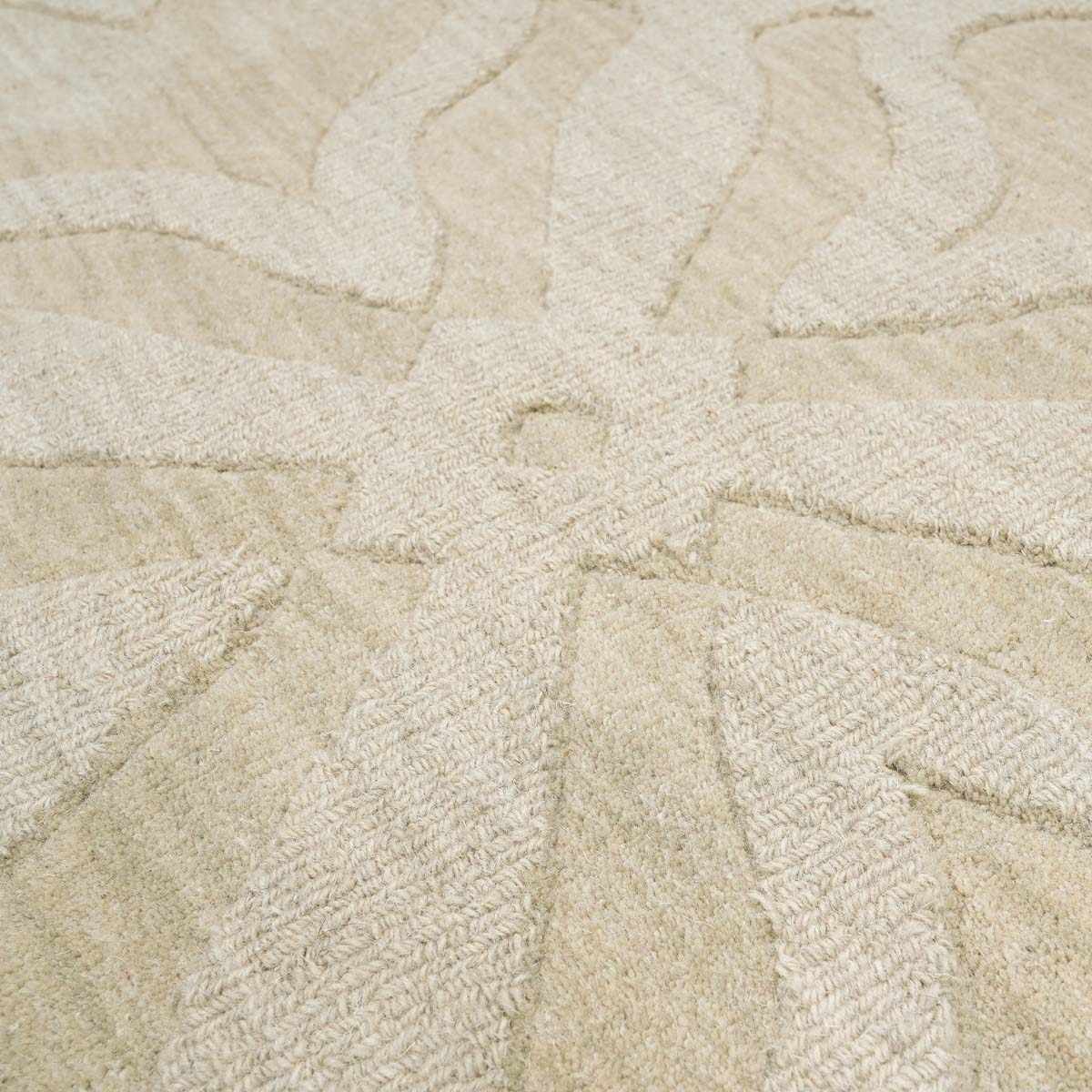 Fyffe Embossed Beige Wool Area Rug - Ornate Home