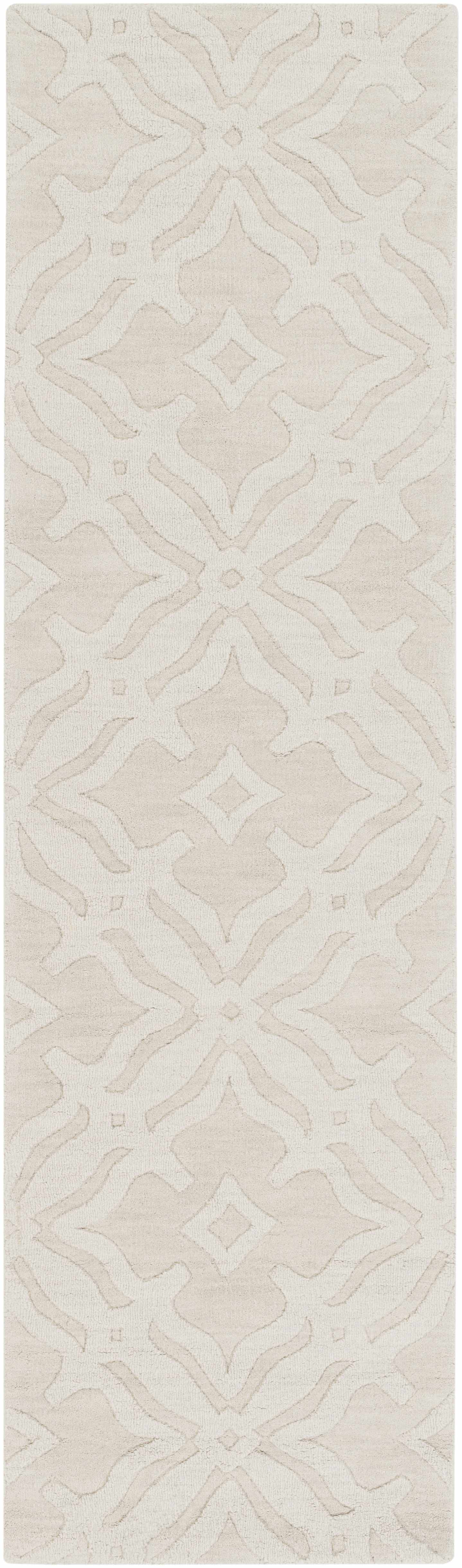 Fyffe Embossed Beige Wool Area Rug - Ornate Home