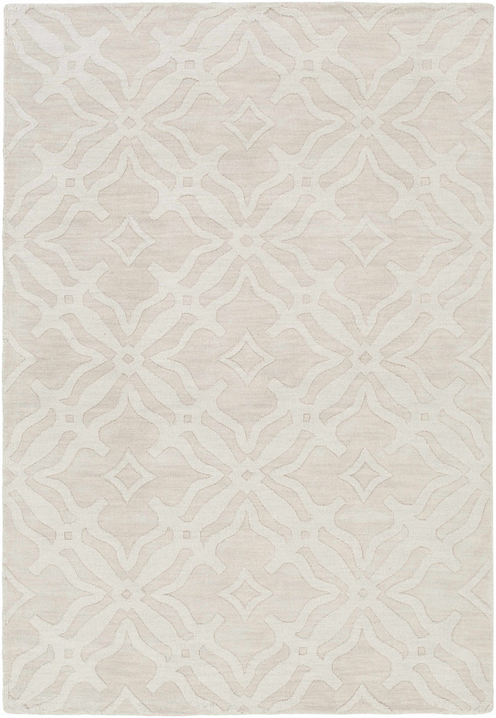 Fyffe Embossed Beige Wool Area Rug - Ornate Home