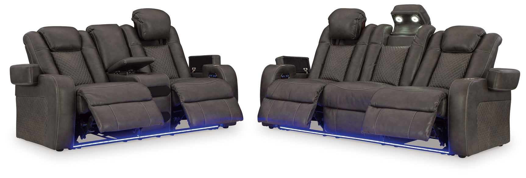 Fyne-Dyme Gray Power Reclining Sofa and Loveseat (Online Special Price) - Ornate Home