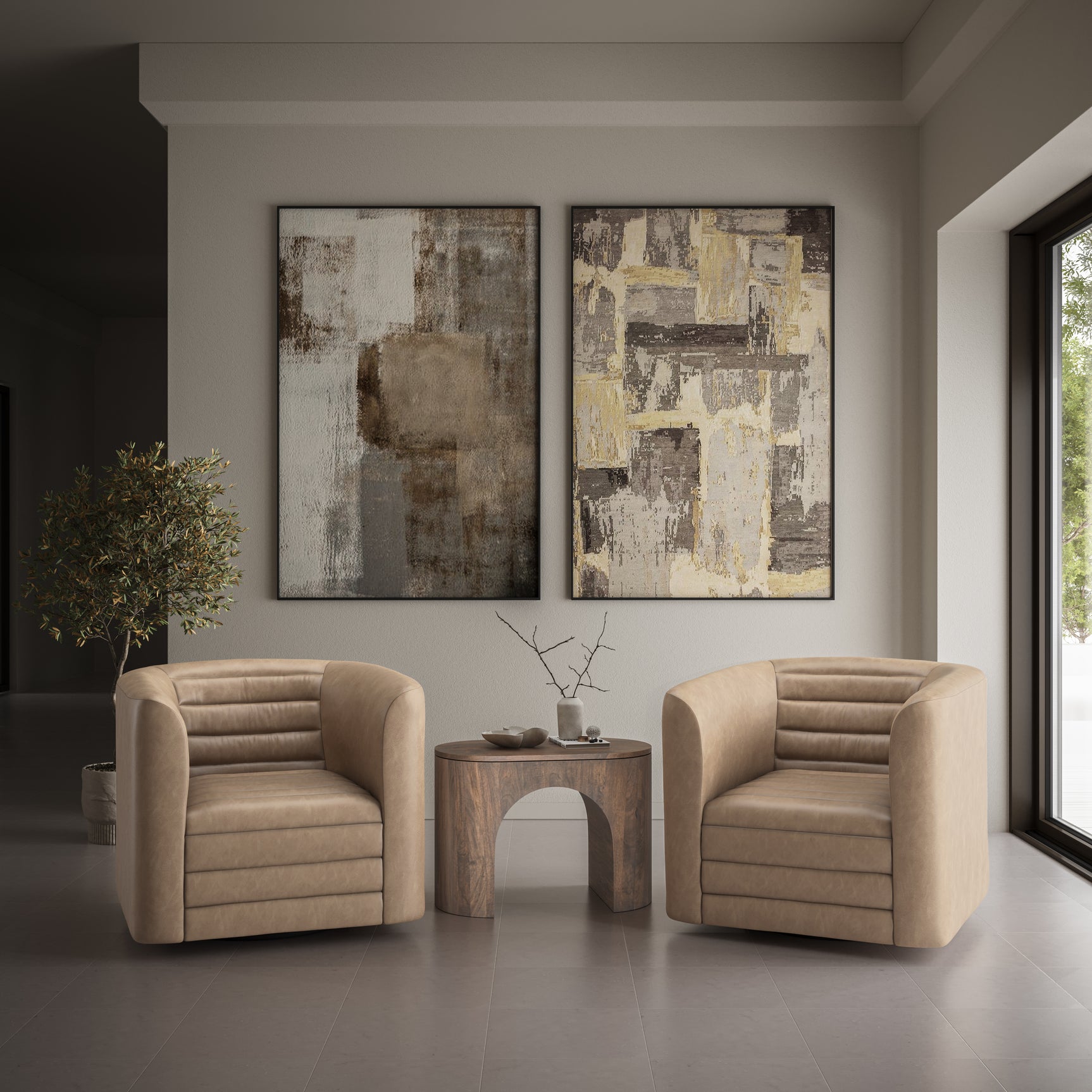 GT Swivel Sand Accent Chair - Ornate Home