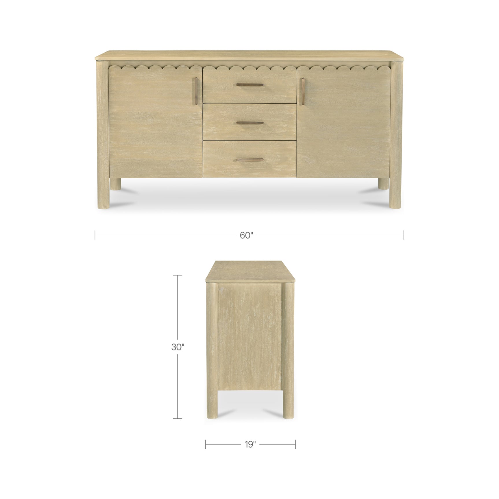 Wiley Natural 3 Drawer Sideboard