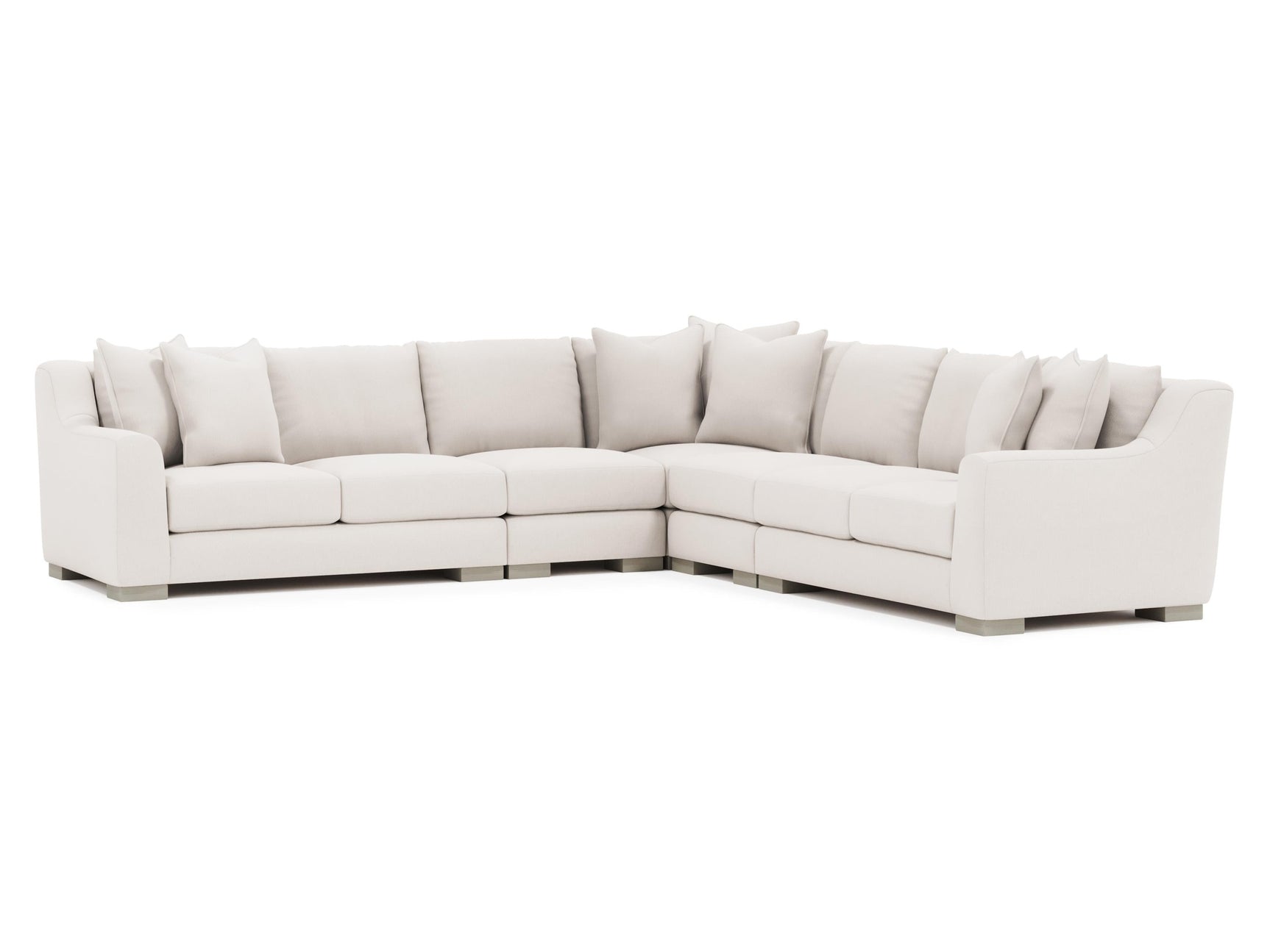 Gabi White/Cream 5-Piece Fabric Sectional (Roll Arm) - Ornate Home