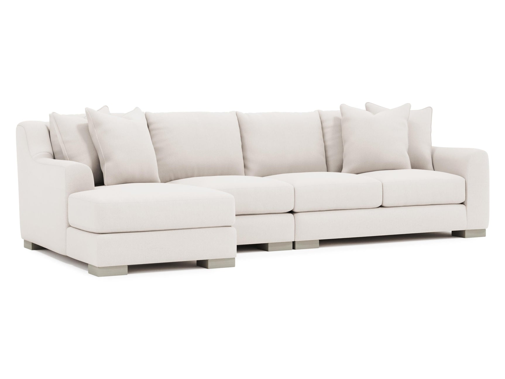 Gabi White/Cream Fabric Sectional Left-Arm-Chaise - Ornate Home
