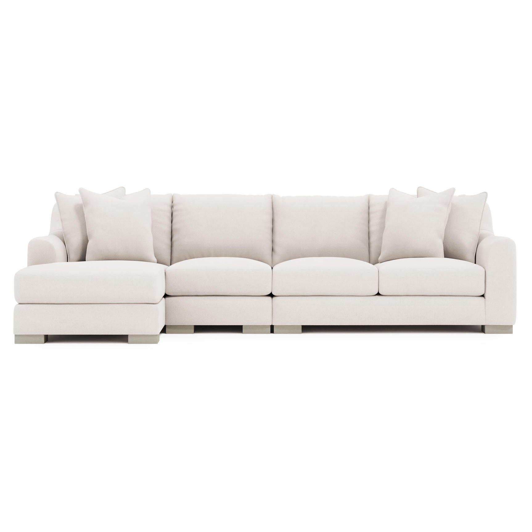 Gabi White/Cream Fabric Sectional Left-Arm-Chaise - Ornate Home