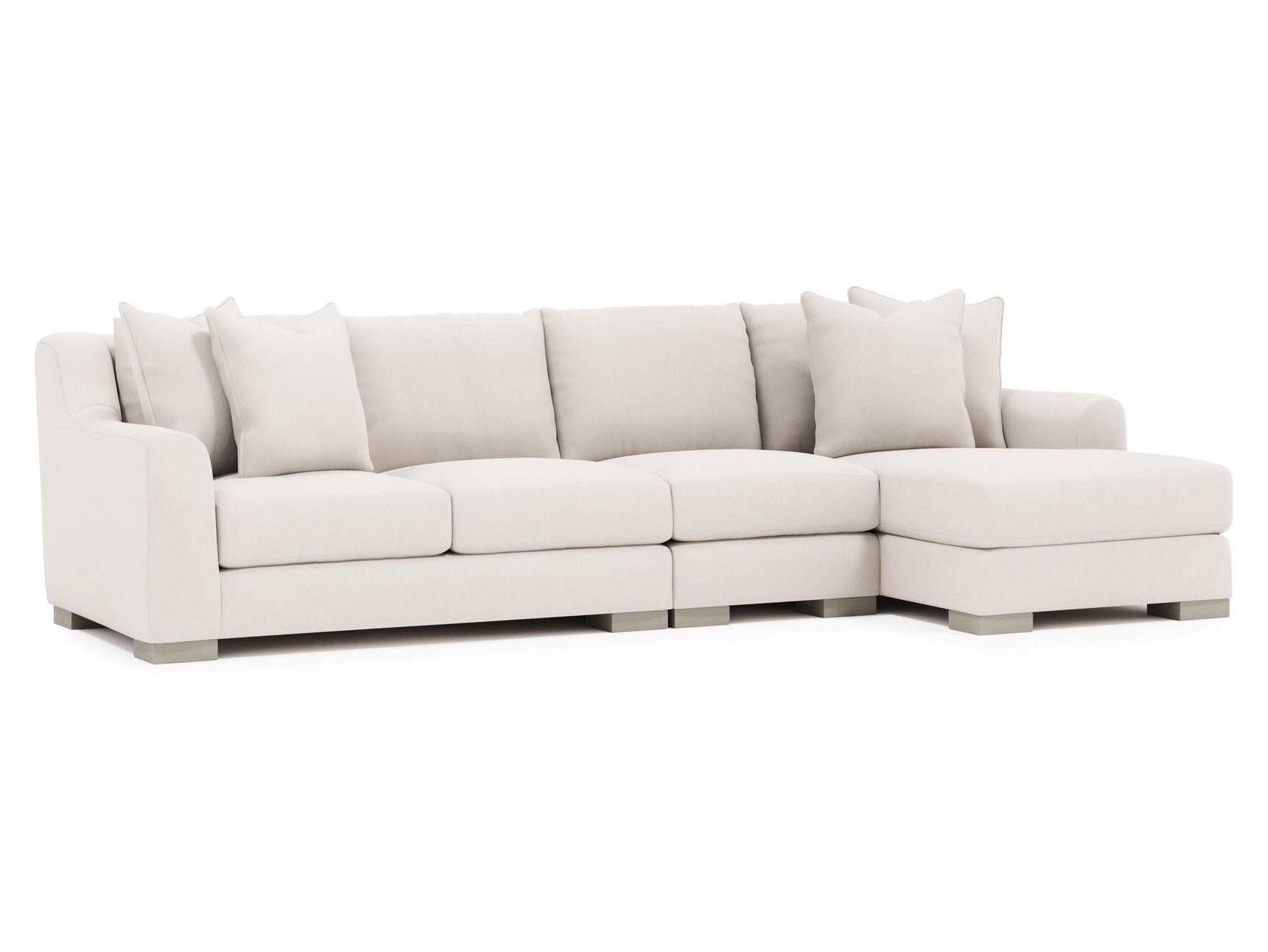 Gabi White/Cream Fabric Sectional Right-Arm-Chaise - Ornate Home
