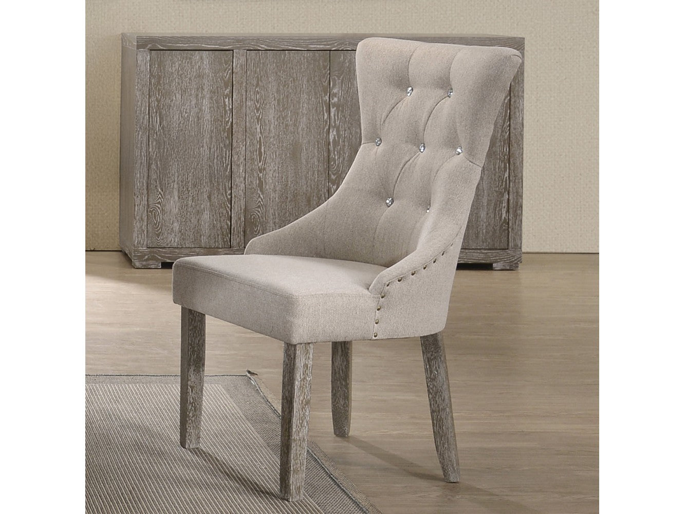 Gabrian Fabric & Reclaimed Gray Dining Chair - Ornate Home