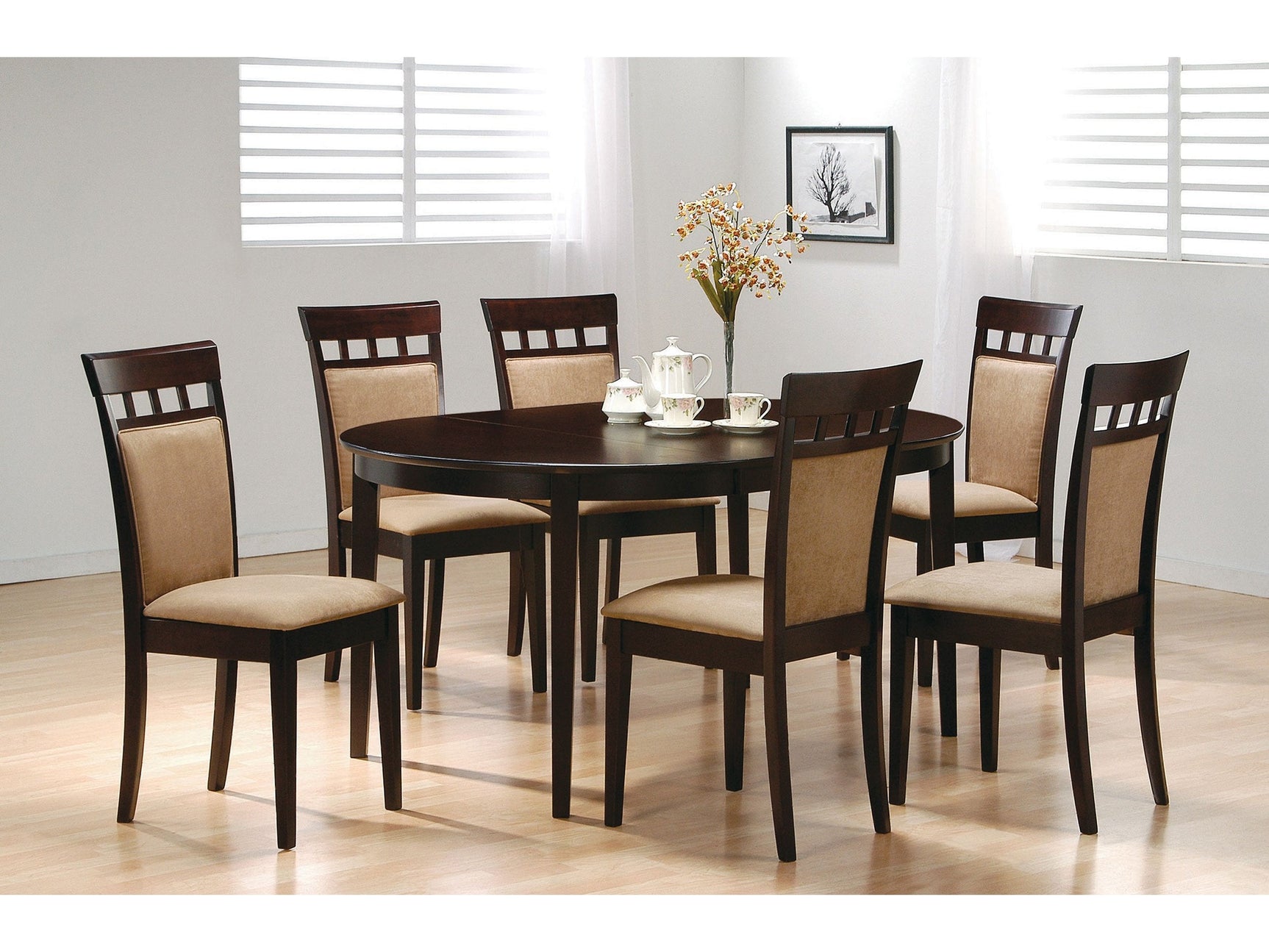 Gabriel Cappuccino 7-piece Extension Leaf Dining Table Set - Ornate Home