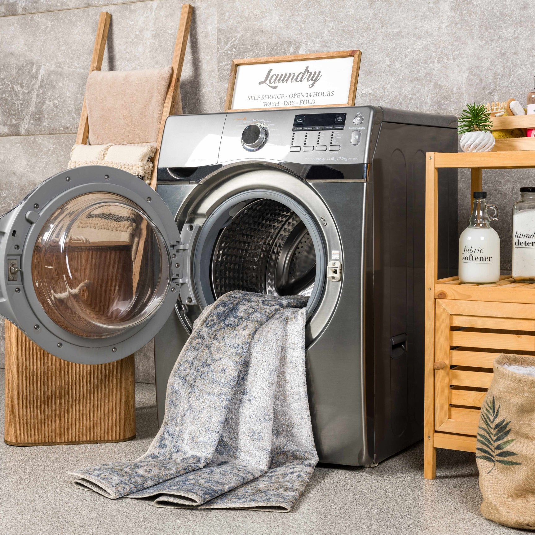 Gael Blue Washable Area Rug - Ornate Home