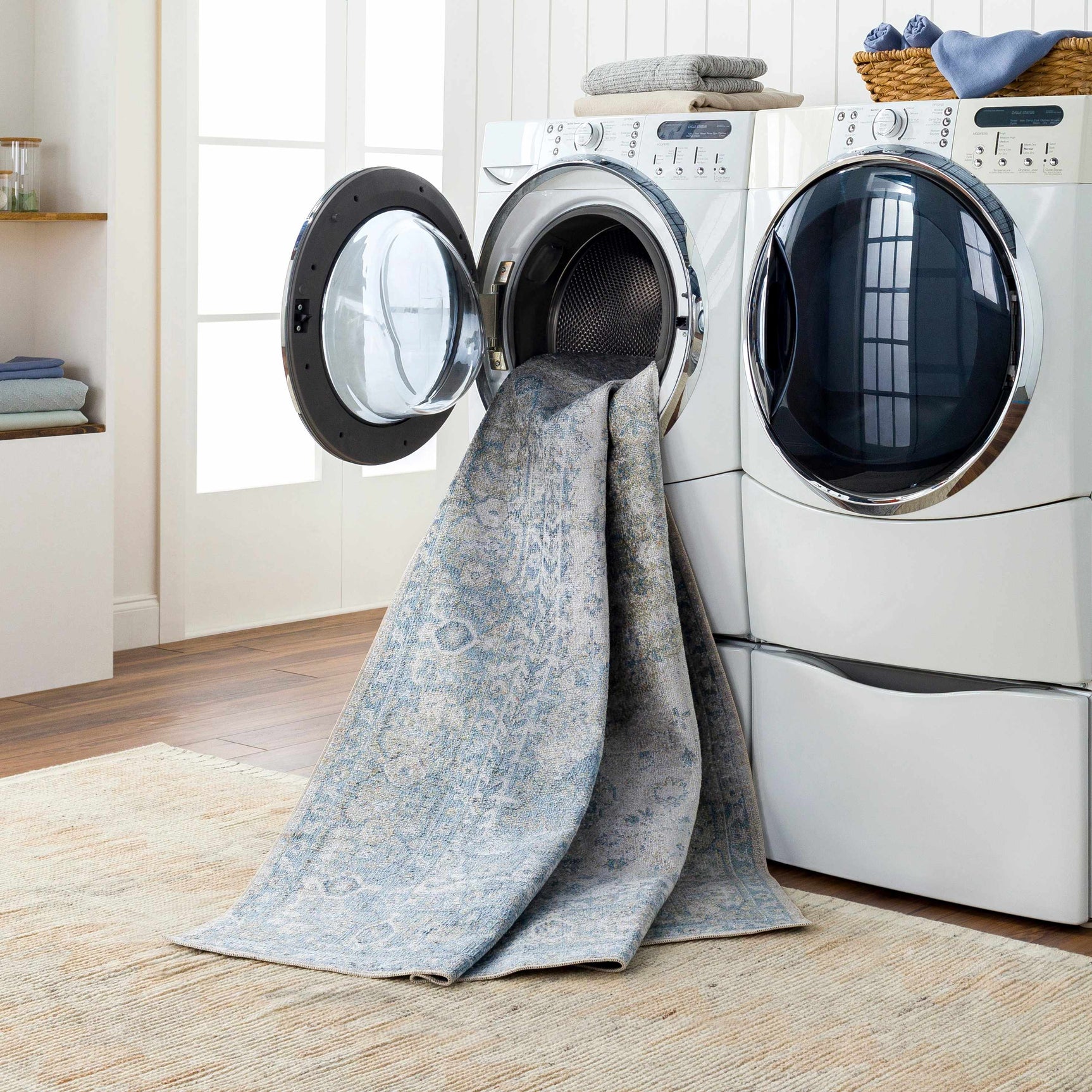 Gael Blue Washable Area Rug - Ornate Home