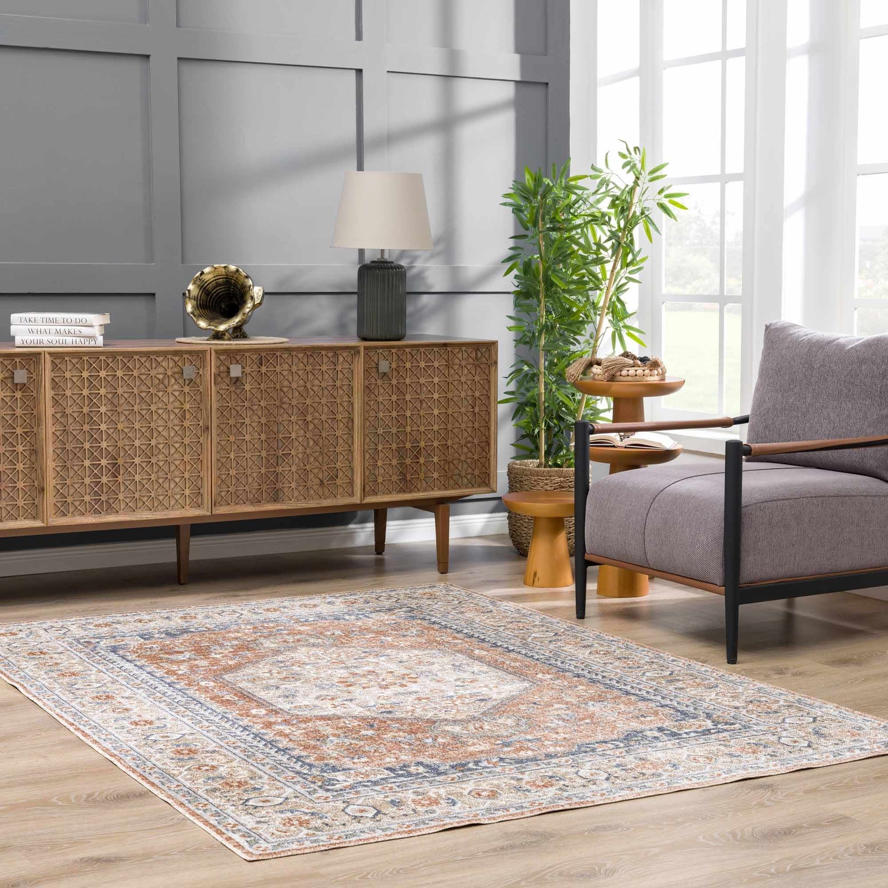 Gael Rust Boutique Washable Rug - Clearance - Ornate Home