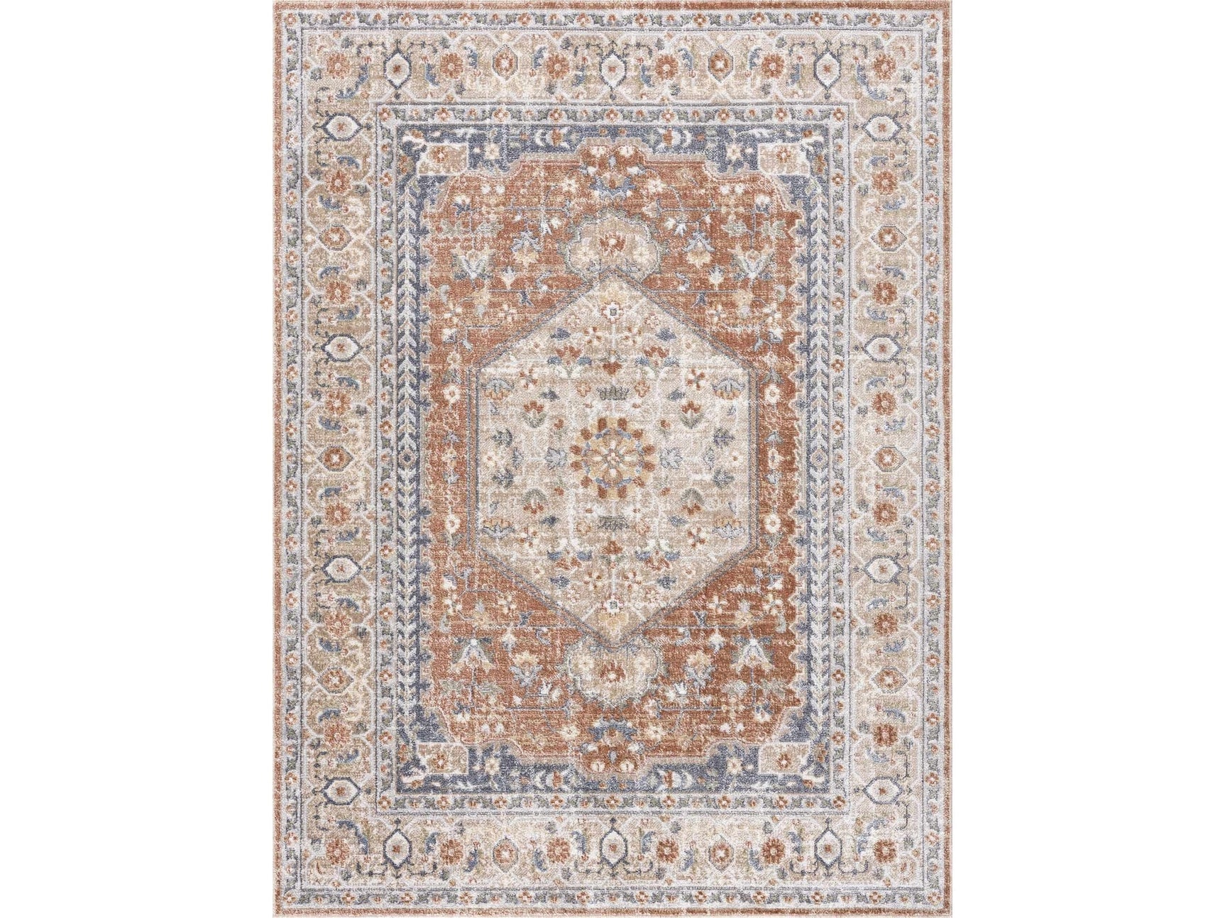Gael Rust Washable Area Rug - Ornate Home
