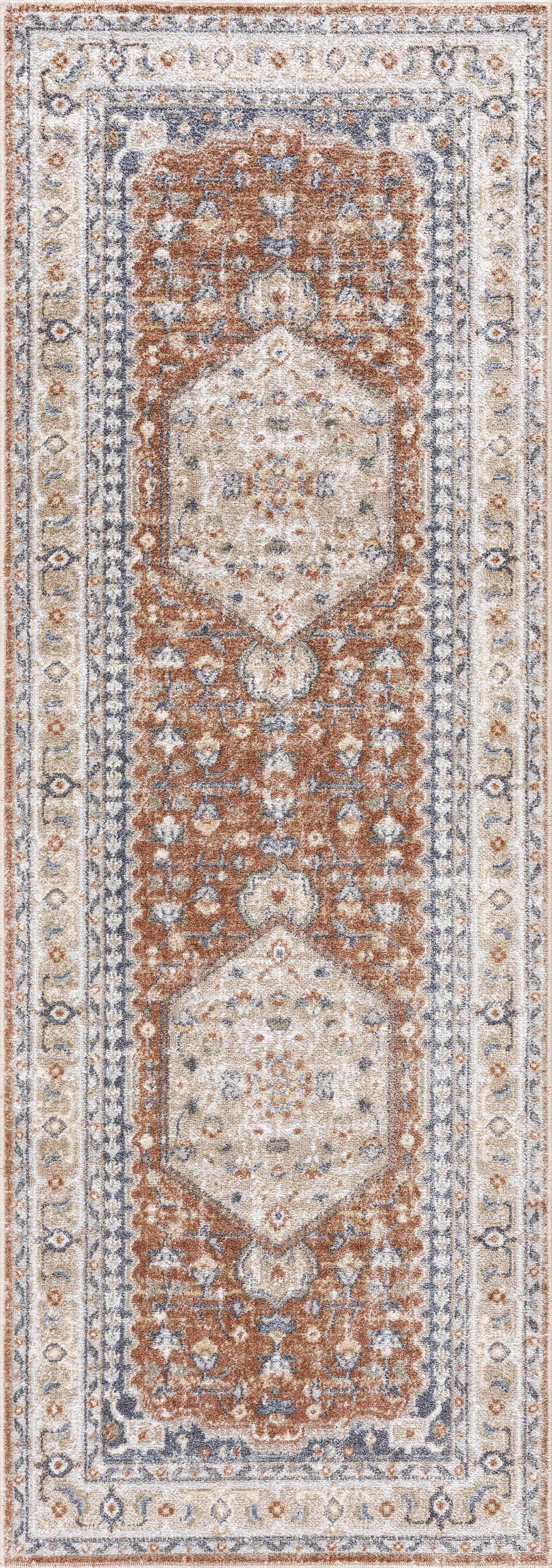 Gael Rust Washable Area Rug - Ornate Home
